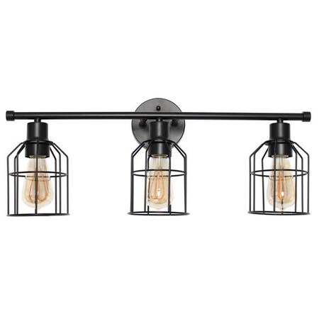 Elegant Garden Design Elegant Designs VT1014-BLK Elegant Designs 3 Light Cage Vanity Light; Black VT1014-BLK